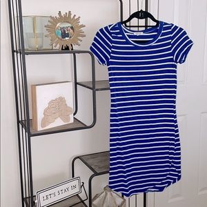 Heart & Hips blue and white stripped dress